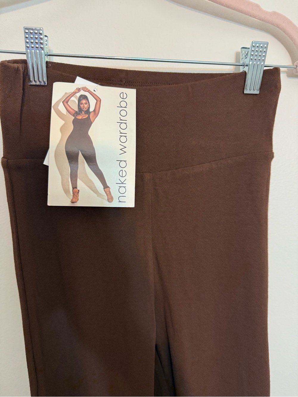 naked wardrobe Brown Knit High-Rise Leggings